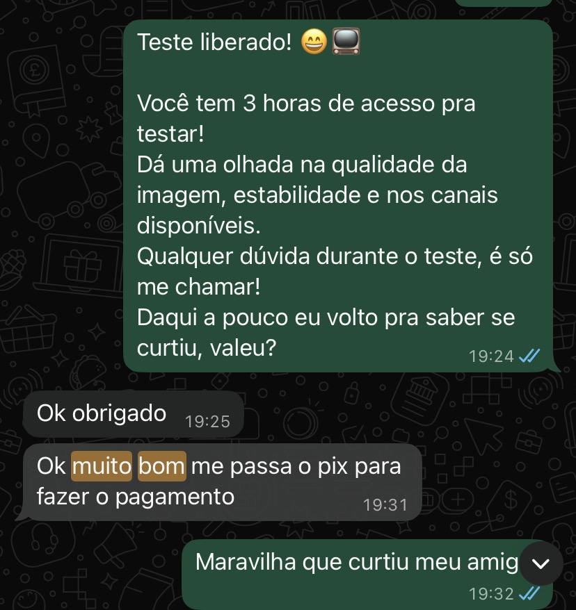 Depoimento real de cliente no WhatsApp